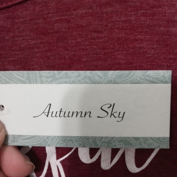 Thankful & Blessed 3/4 Sleeve Maroon T shirt Rounded hem - Picture 5 of 6